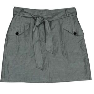 Ann‎ Taylor Belted Cargo Pocket A-Line Mini Skirt Size 14 Green